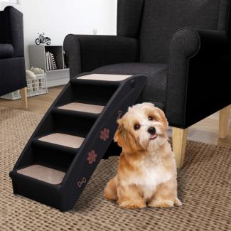 vidaXL Hundetreppe Klappbar Schwarz 62x40x49,5 cm