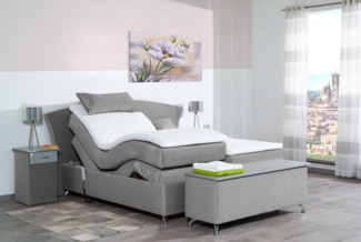 Meisterbetten Boxspringbett Huss 160x220 in VS-Silbergrau, Matratzenbezug Nano, Ergoflex-Topper