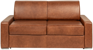 Vente-unique - Schlafsofa mit Matratze 3-Sitzer - Liegefläche 140 cm - Matratze 22 cm mit Memory-Schaum - Büffelleder - Vintage Caramel - CALITO