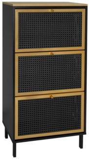 OKWISH Schuhschrank Schuhkarton Schubkastenkommode (Schwarzer Schuhschrank mit Wabenstruktur aus Metall-Rattan, 60 cm, doppelt verstellbare Schuhablagen, 60 cm x 35 cm x 90 cm (L x B x H)