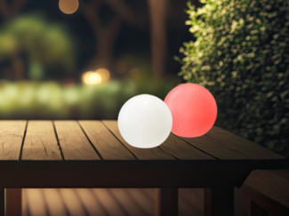 2er SET Solar Outdoor Kugelleuchten Ø 18cm mit RGB Farbwechsel