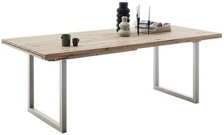 Kulissen-Esstisch >BROOKLYN< in Bianco geölt / Edelstahl - 220/320x73x100 (BxHxT)