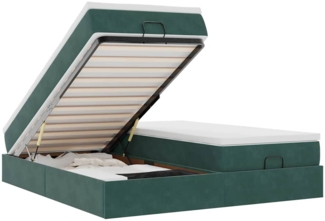 vidaXL Ottoman-Bett mit Matratzen Dunkelgrün 160x200 cm Samt 3311258