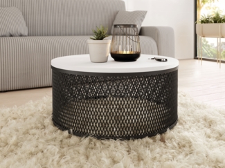 Couchtisch Karkor, Beine aus Stahl (Farbe: Schwarz / Arktisches Weiß)