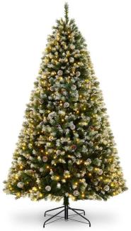 LUCKZON Künstlicher Weihnachtsbaum 6FT 182cm, Grün-gelb, schwer entflammbar, Zweige spritzgeschichtet, Tannenbaum, 756T Zweige, 250 warmweiße LED, 51 Kiefernkerzen, 8 Zoll