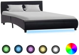 vidaXL Bettgestell mit LED Schwarz Kunstleder 120x200 cm, Mit Beleuchtung [285482]