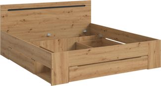 Bett 180x200 B/H/T: 184x87x205 cm in Basalt grau Nachbildung und Artisan Nachbildung