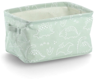 Aufbewahrungskorb Dino - Canvas, Mint / Weiß