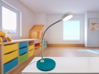 Kinder Schreibtischleuchte Blaugrün-Grau Flexarm & LED-Leuchtmittel, Höhe 43cm