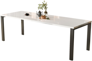 Esstisch "Garant" 130-265cm ausziehbar, erweiterbar, Metallgestell Küchentisch (Weiß Hochglanz)