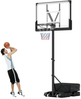 KOMFOTTEU Basketballkorb, Korbhöhe 125-305cm verstellbar, mit PC-Rückwand & Gewichtsbeutel