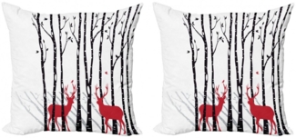 Abakuhaus Kissenbezüge Modern Accent Doppelseitiger Digitaldruck, (2 Stück), Hirsch Deer Baum Waldvogel