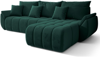 Selsey 'Romuldi' Ecksofa mit Schlaffunktion, Stauraum, Samtbezug, Grün, rechtsseitig