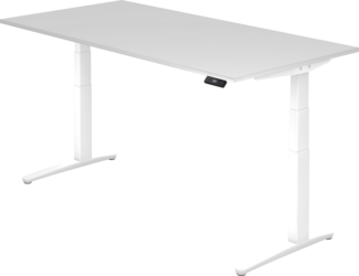 bümö elektrisch höhenverstellbarer Schreibtisch 200x100 cm mit Memory-Steuerung - Design Schreibtisch höhenverstellbar elektrisch, elektrischer Schreibtisch weiß, Gestell weiß, XBHM2E-W-WW