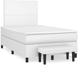 vidaXL Boxspringbett mit Matratze Weiß 120x190 cm Kunstleder 3270440