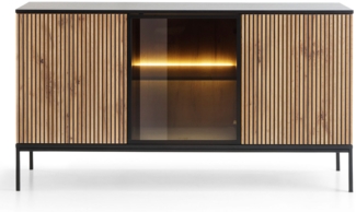 Kommode Sideboard Sento 154x39x83cm schwarz Wotan Eiche MDF