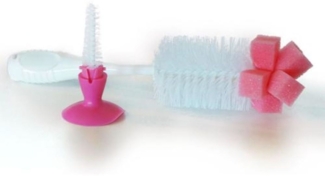 Cangaroo Trinkflaschen- und Saugerreiniger 2 in 1 Schaumstoff zwei Bürstengrößen rosa