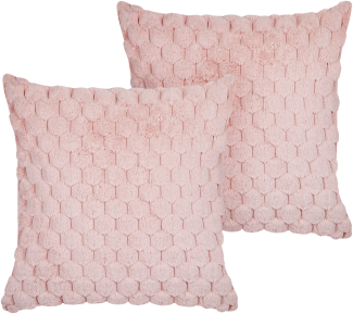 Kissen 2er Set Ohne Muster PURSLANE Webpelz 43 x 43 cm Pastellrosa