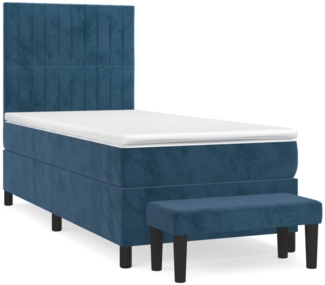vidaXL Boxspringbett mit Matratze Dunkelblau 90x200 cm Samt 3137945