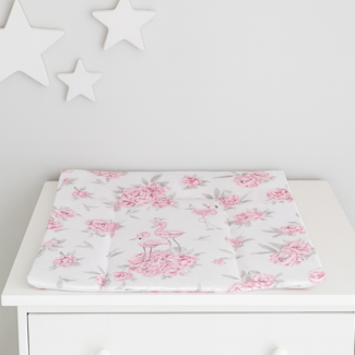 Wickelauflage 75 × 75 cm weich Baumwolle, Päonie-Flamingo