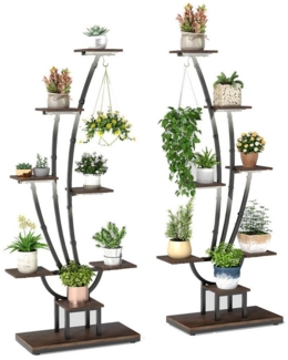 COSTWAY Blumenständer (2 St), Pflanzenständer mit Wachstumslichtern Metall 156 cm