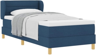 vidaXL Boxspringbett mit Matratze mit Kopfteil Blau 100 x 200 cm Stoff 3340142