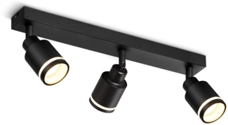 ZMH Moderne schwarze Deckenleuchte: 3 verstellbare Deckenspots aus Metall, GU10 Deckenlampe, für Schlafzimmer, Esszimmer, ohne Leuchtmittel