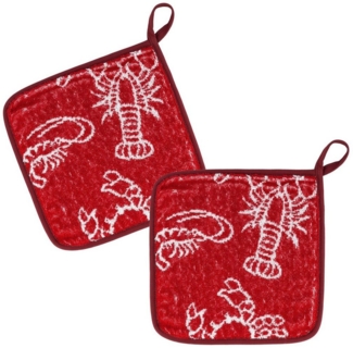 Kracht Topflappen Seafood, (Set, 2-tlg, Set), 2er Set Topflappen, Baumwoll Frottier, ca. 22x22 cm