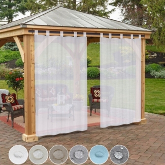 Qelus Outdoorgardine Wasserdicht Outdoorvorhänge,Sonnenschutz balkon Gardine Garn Garten, (2 St), mit Abnehmbaren Schlaufen FÜR Veranda Terasse