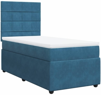 vidaXL Boxspringbett mit Matratze Dunkelblau 90x190 cm Samt 3292218