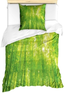 Abakuhaus Bettwäsche Milbensicher Allergiker geeignet mit Kissenbezug, Microfaser, Grün Exotische Tiere Pflanzen