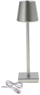 Spetebo LED Tischleuchte Metall LED Akku Touch Leuchte 38 cm H - silber, mehrere Helligkeitsstufen, LED fest verbaut, warm weiß, Outdoor Tischleuchte warm weiß für Außen und Innen - wiederaufladbar