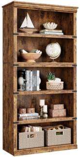 GarveeMore Bücherregal 5 Etagen Bücherregal, Hohe Bücherregal Holz Offene Anzeige Bücherregal, Bücherregal mit Stauraum für Home Office,Wohnzimmer,Schlafzimmer
