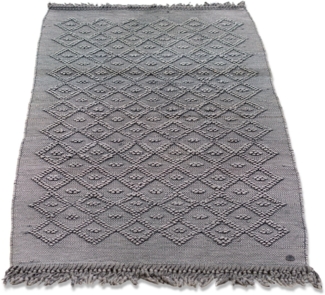 TOM TAILOR HOME Badematte Vintage Wash, Höhe 6 mm, fußbodenheizungsgeeignet, Baumwolle, rechteckig, Badteppich, Uni Farben, Rauten Muster, mit Fransen, reine Baumwolle