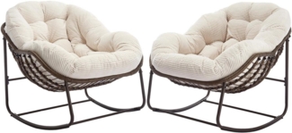 LVHOM Schaukelstuhl mit gepolstertem Kissen, Rattanstuhl mit Stahlrahmen, Lounge Sessel (Großformat B110.5cm x T94.5cm x H80cm,Dicke Kissen,160kg Tragfähigkeit, MEHRE FARBEN MEHRE OPTIONEN! Schaukelsessel umhüllendem Sitzgefühl & hoher Armlehne, 2 St),...