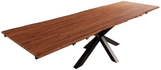 SAM® Baumkantentisch Soroa, massives Akazienholz, Baumkante, Spider-Gestell und Ansteckplatten