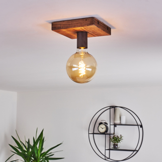 hofstein Deckenleuchte »Mesoraca« Deckenlampe aus Holz und Metall in Hellbraun und Schwarz, ohne Leuchtmittel, im offenen Design, 1xE27