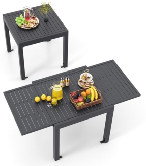 KOMFOTTEU Gartentisch, Terrassentisch wetterfest aus rostfreiem Aluminium