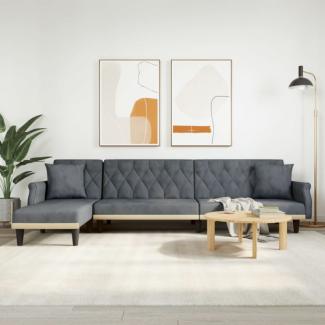 Schlafsofa in L-Form Dunkelgrau 271x140x70 cm Samt (Farbe: Grau)