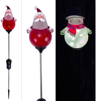 Online-Fuchs Gartenstecker Weihnachtsmann und Schneemann mit LED-Lichterkette - Weihnachtsdeko (85 cm groß, Gartenfiguren für außen) inklusive 6-Stunden Timerfunktion