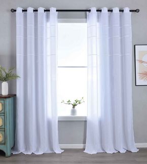 Gardinenbox Gardine (2 St), Ösen, halbtransparent, Polyester, »Leipzig« Kettenmuster lichtdurchlässig elegant 202450-2