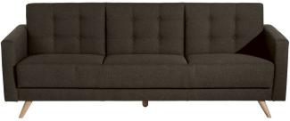 Julian Sofa 3-Sitzer mit Bettfunktion Flachgewebe Braun Buche Natur