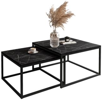 Lookway Couchtisch YOSHI 2in1 Schwarz Grigia Pietra (2er-Set), Breite: 70 cm und 60 cm