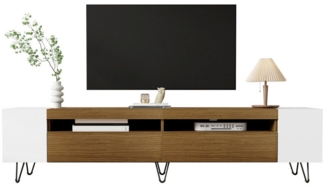 OKWISH Lowboard aus MDF- und PB-Materialien (Fernsehtisch,TV-Board,TV-Ständer, 1 St, 4 offene Fächer, 2 Türen), einfache Montage, stabile MDF und PB, mit offenen Regalfächern