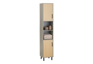 SoBuy Hochschrank BZR131 Badezimmerschrank Badschrank schmal Badregal Badezimmermöbel Holz