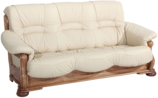 Sofa 3-Sitzer Katlin Bezug Echtleder Eiche rustikal P43 / beige 22771