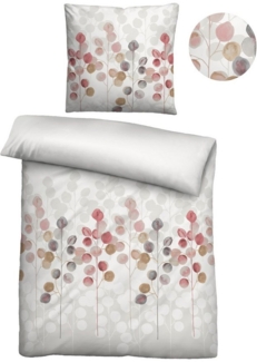 biberna Feinbiber Bettwäsche 0006722 STILISIERTE PFLANZE, taupe, 1x 155x220 cm + 1x 80x80 cm