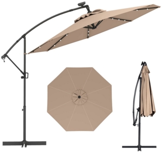COSTWAY Sonnenschirm, LxB: 300,00x300,00 cm, mit LED, Kurbel, neigbar