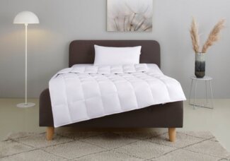 my home Federbettdecke + Kopfkissen Irah Bettdecke 135x200 cm, 155x220 cm, Bezug: 100% Baumwolle, Set mit Kissen 80x80 cm, Sommer, Winter, Made in Germany