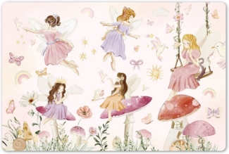 MuchoWow Platzset Feen - Prinzessin - Blumen - Mädchen - Rosa - Kinder, (1-St), Kinder-Arbeitsunterlage Schreibtisch, Bastelmatte Kind, Zeichenmatte